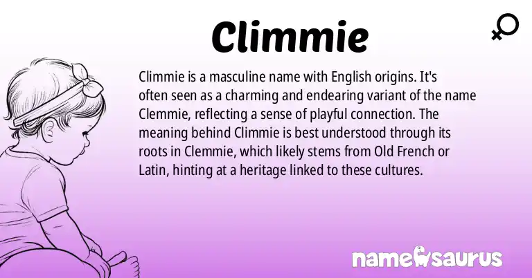 Infographic about Climmie name meaning, Climmie is a name from English origin(s).