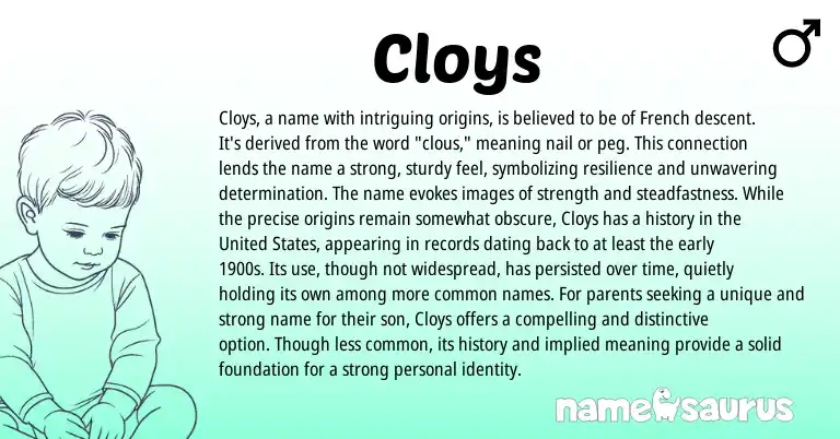 Infographic about Cloys name meaning, Cloys is a name from French origin(s).