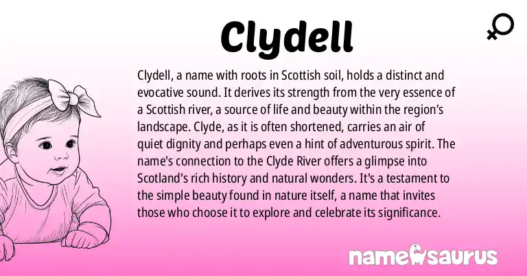 Infographic about Clydell name meaning, Clydell is a name from Scottish origin(s).