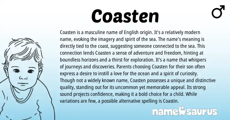 Infographic about Coasten name meaning, Coasten is a name from English origin(s).