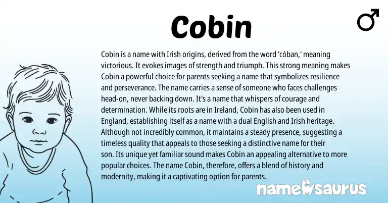 Infographic about Cobin name meaning, Cobin is a name from Irish origin(s).