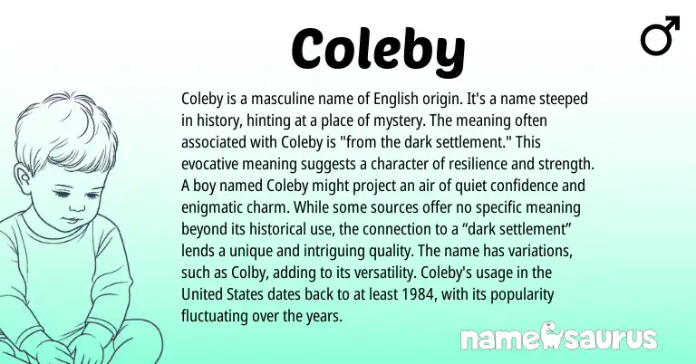 Infographic about Coleby name meaning, Coleby is a name from English origin(s).