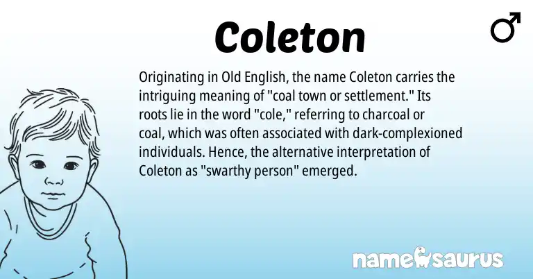 Infographic about Coleton name meaning, Coleton is a name from Old English origin(s).