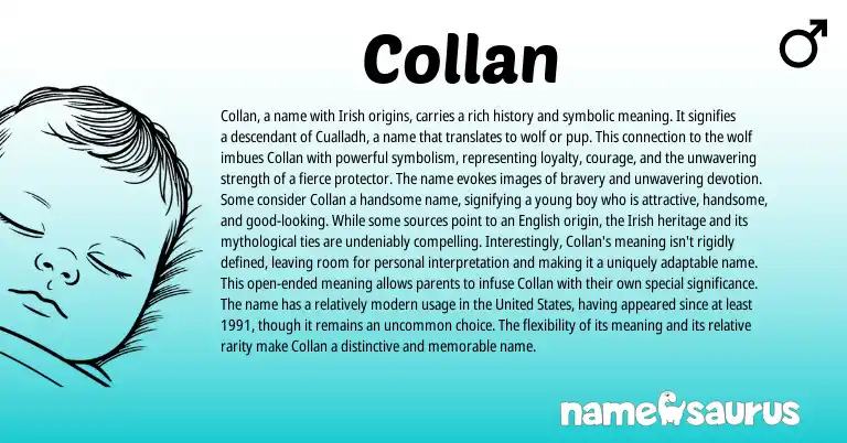 Infographic about Collan name meaning, Collan is a name from Gaelic, Irish origin(s).