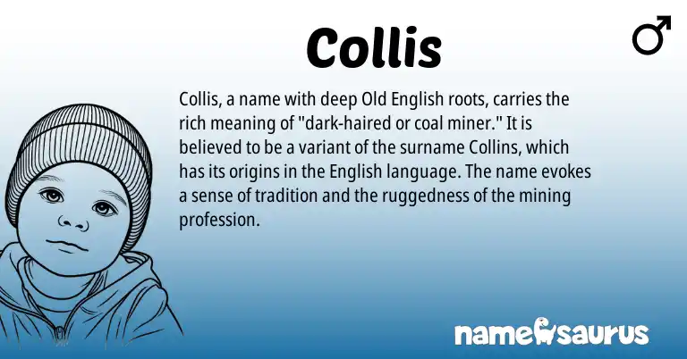 Infographic about Collis name meaning, Collis is a name from Old English, English origin(s).