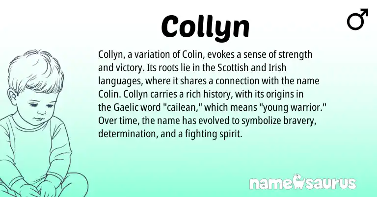 Infographic about Collyn name meaning, Collyn is a name from Irish, Gaelic, Scottish origin(s).