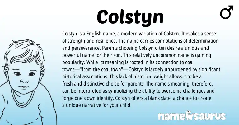 Infographic about Colstyn name meaning, Colstyn is a name from English origin(s).