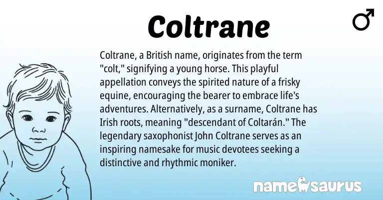 Infographic about Coltrane name meaning, Coltrane is a name from Irish, British origin(s).
