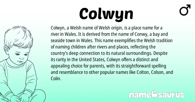 Infographic about Colwyn name meaning, Colwyn is a name from Welsh, United States origin(s).
