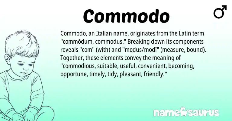 Infographic about Commodo name meaning, Commodo is a name from Latin, Italian origin(s).