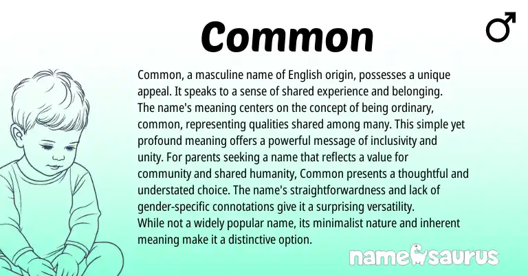 Infographic about Common name meaning, Common is a name from English origin(s).