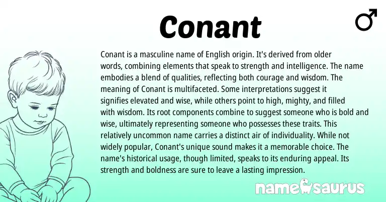 Infographic about Conant name meaning, Conant is a name from Irish, English origin(s).
