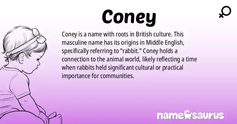 Infographic about Coney name meaning, Coney is a name from British origin(s).