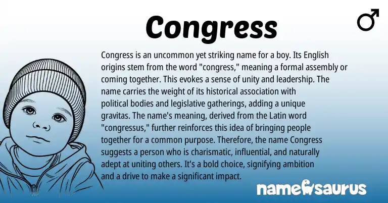 Infographic about Congress name meaning, Congress is a name from Latin origin(s).