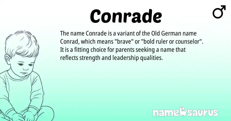 Infographic about Conrade name meaning, Conrade is a name from Old German origin(s).
