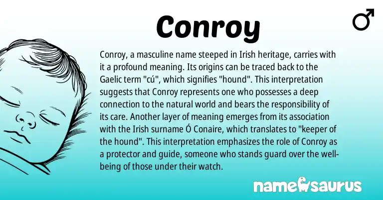 Infographic about Conroy name meaning, Conroy is a name from Irish, Gaelic origin(s).
