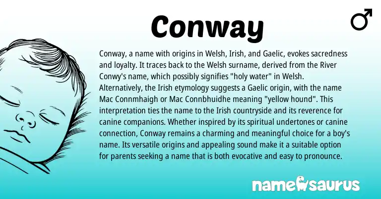 Infographic about Conway name meaning, Conway is a name from Irish, Gaelic, Welsh origin(s).