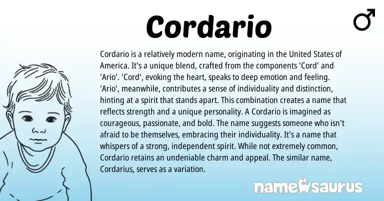 Infographic about Cordario name meaning, Cordario is a name from Other origin(s).