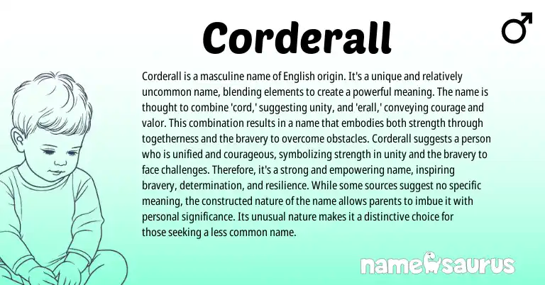 Infographic about Corderall name meaning, Corderall is a name from English origin(s).