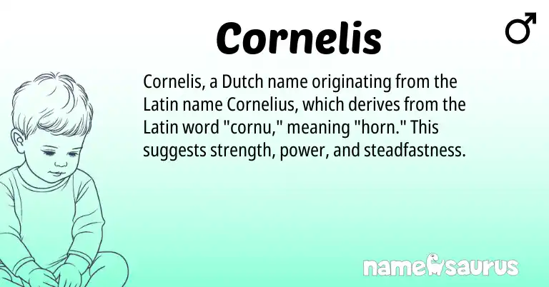 Infographic about Cornelis name meaning, Cornelis is a name from Dutch, Latin origin(s).