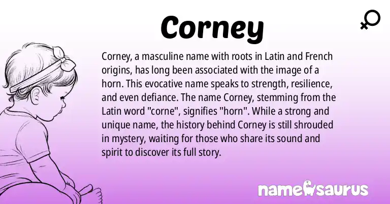 Infographic about Corney name meaning, Corney is a name from Latin origin(s).