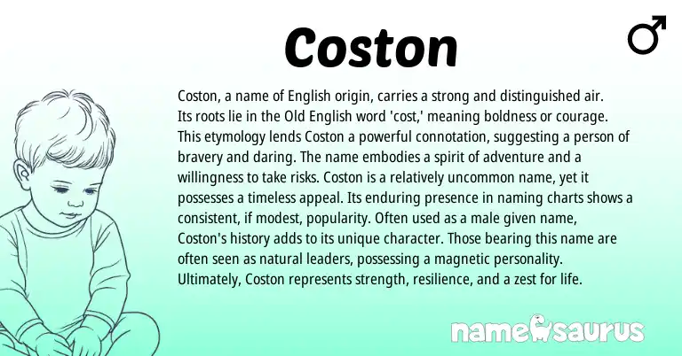 Infographic about Coston name meaning, Coston is a name from English origin(s).