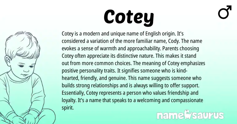 Infographic about Cotey name meaning, Cotey is a name from English origin(s).