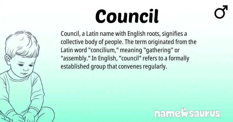 Infographic about Council name meaning, Council is a name from English, Latin origin(s).