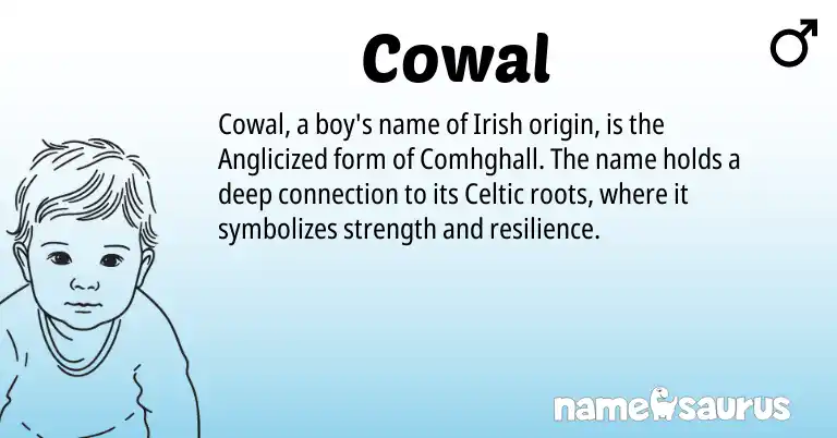 Infographic about Cowal name meaning, Cowal is a name from Irish, Celtic origin(s).