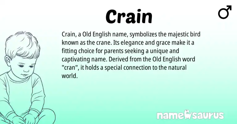 Infographic about Crain name meaning, Crain is a name from Old English origin(s).