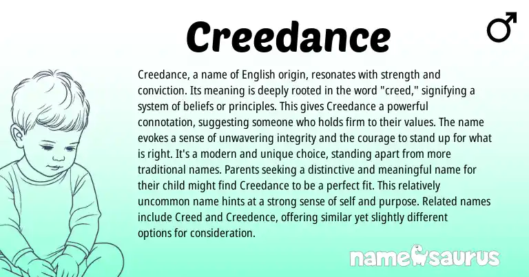 Infographic about Creedance name meaning, Creedance is a name from American origin(s).