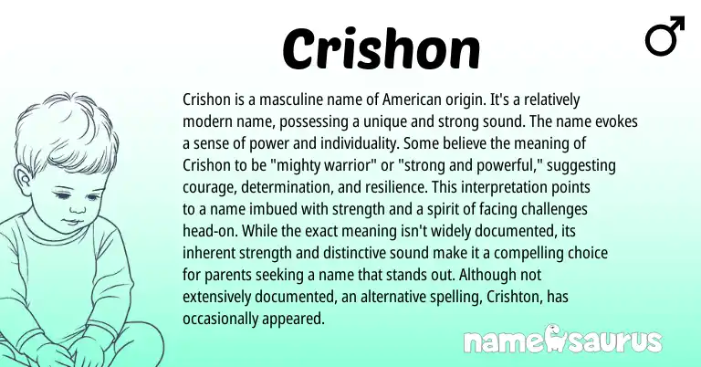 Infographic about Crishon name meaning, Crishon is a name from Hebrew, American origin(s).
