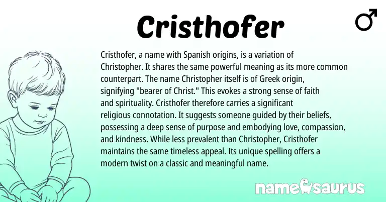 Infographic about Cristhofer name meaning, Cristhofer is a name from Greek origin(s).