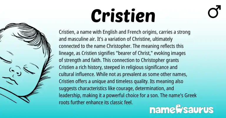 Infographic about Cristien name meaning, Cristien is a name from Latin, Greek origin(s).