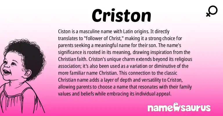 Infographic about Criston name meaning, Criston is a name from Latin origin(s).