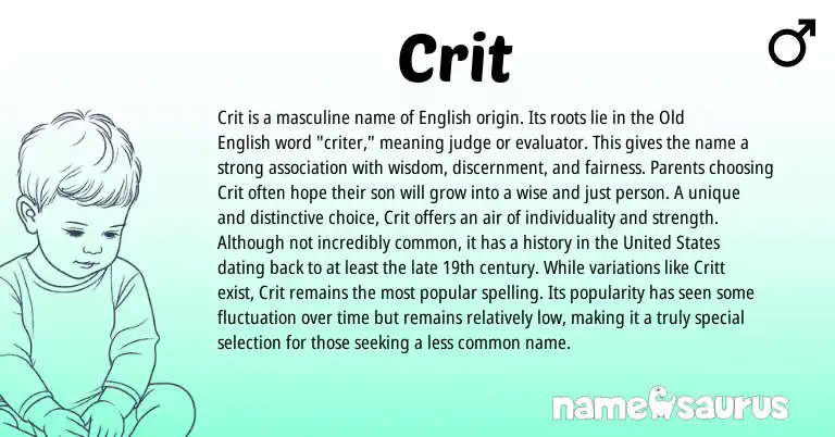 Infographic about Crit name meaning, Crit is a name from English origin(s).