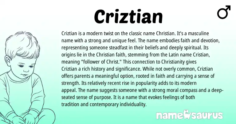 Infographic about Criztian name meaning, Criztian is a name from Other origin(s).