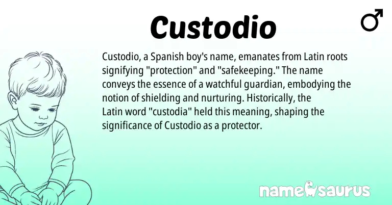Infographic about Custodio name meaning, Custodio is a name from Spanish, Latin origin(s).