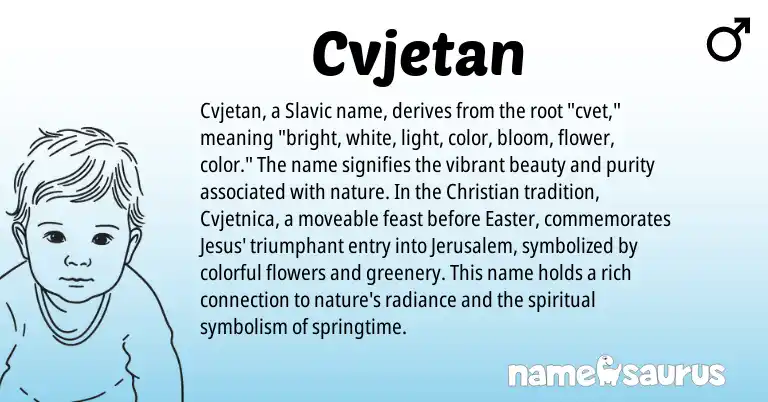 Infographic about Cvjetan name meaning, Cvjetan is a name from Slavic origin(s).