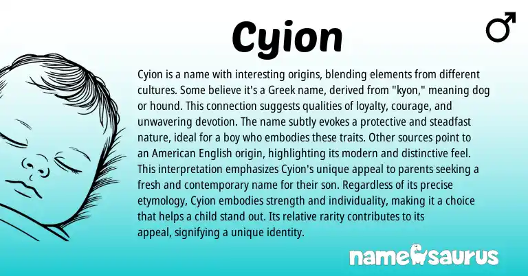 Infographic about Cyion name meaning, Cyion is a name from Greek origin(s).