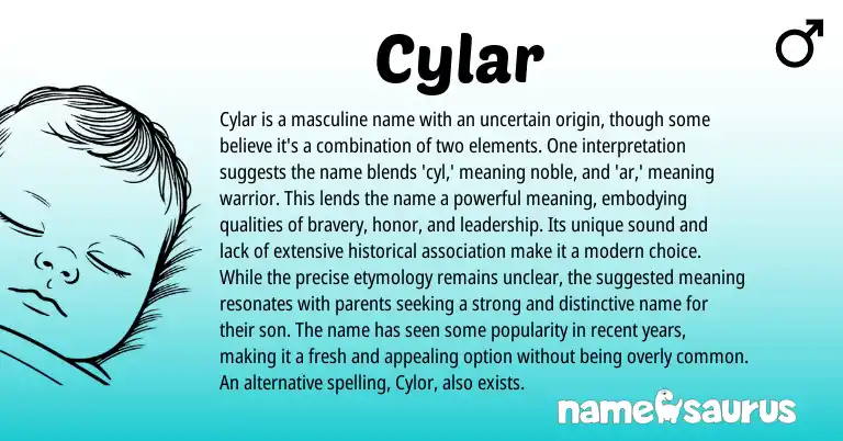 Infographic about Cylar name meaning, Cylar is a name from Other origin(s).