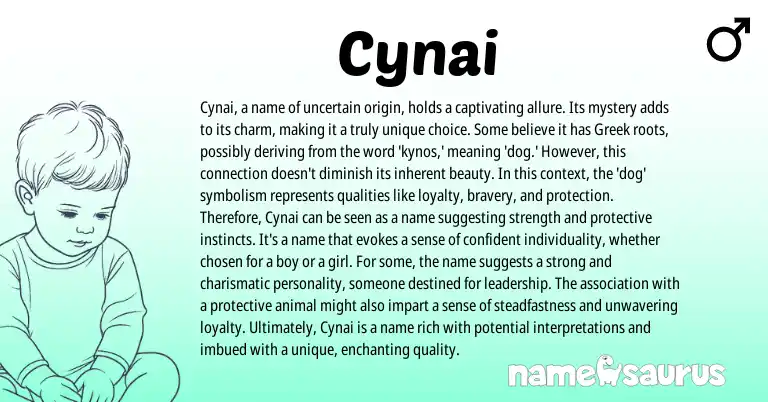 Infographic about Cynai name meaning, Cynai is a name from Greek origin(s).