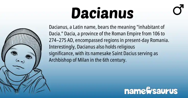 Infographic about Dacianus name meaning, Dacianus is a name from Roman, Latin origin(s).
