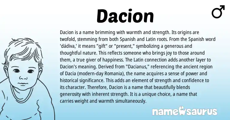 Infographic about Dacion name meaning, Dacion is a name from Spanish origin(s).