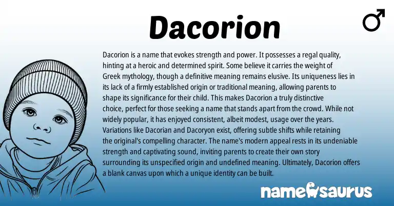 Infographic about Dacorion name meaning, Dacorion is a name from Greek origin(s).