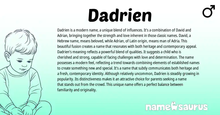 Infographic about Dadrien name meaning, Dadrien is a name from Latin, Hebrew origin(s).