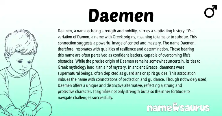 Infographic about Daemen name meaning, Daemen is a name from American origin(s).