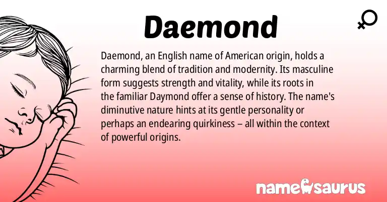 Infographic about Daemond name meaning, Daemond is a name from English (American) origin(s).