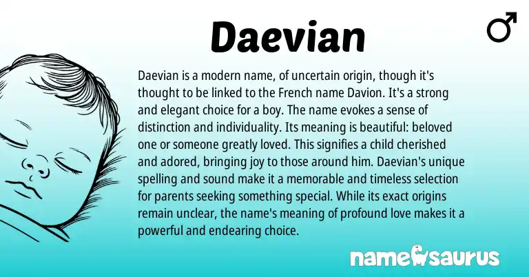 Infographic about Daevian name meaning, Daevian is a name from French origin(s).