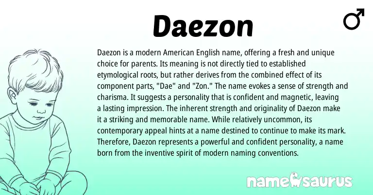 Infographic about Daezon name meaning, Daezon is a name from Other origin(s).